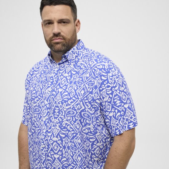 North Latitude Shirt Denim Printed Allover Blue - Ризи - мъжки ризи големи размери