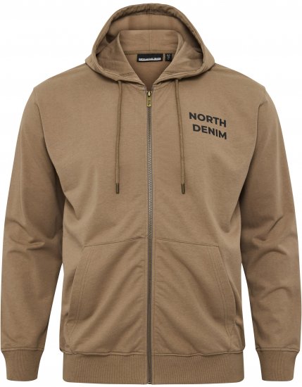 North Latitude Hoodie with Zipper Dark Sand - Суичъри & cуичъри с качулка - мъжки суичъри големи размери