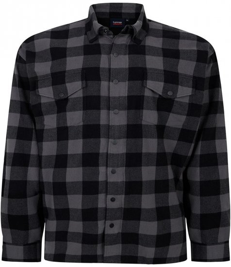 Espionage SH423 Checked Overshirt Black/Charcoal - Ризи - мъжки ризи големи размери