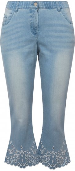 Ulla Popken Cropped Flared Eyelet Jeans Light Blue - Дамски Дънки & Панталони в Големи Размери – Plus Size - 