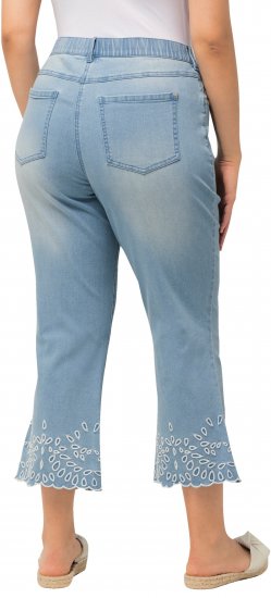 Ulla Popken Cropped Flared Eyelet Jeans Light Blue - Дамски Дънки & Панталони в Големи Размери – Plus Size - 