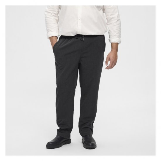 North Latitude Dress Pants Elastic Waist Dark Grey Melange - Панталони - мъжки панталони големи размери