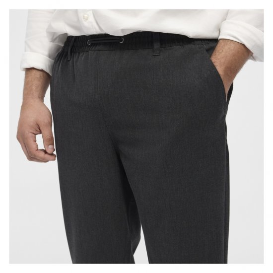 North Latitude Dress Pants Elastic Waist Dark Grey Melange - Панталони - мъжки панталони големи размери