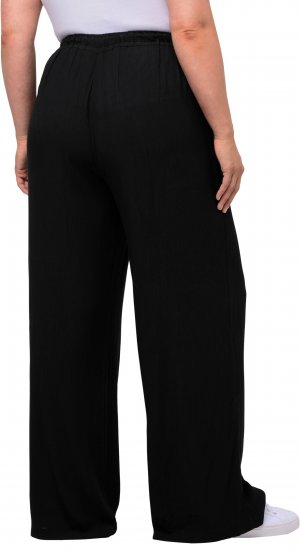 Ulla Popken Viscose Crinkle Drawstring Elastic Waist Pants Black - Дамски Дънки & Панталони в Големи Размери – Plus Size - 