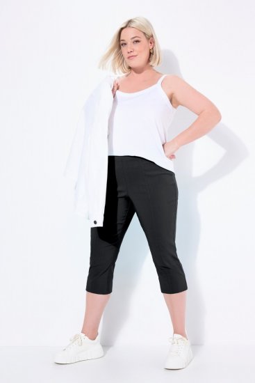 Ulla Popken Bengaline Elastic Waist Stretch Capri Pants Black - Панталони от плат - Дамски широки панталони макси размер