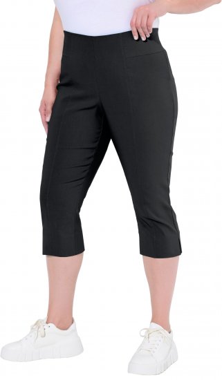 Ulla Popken Bengaline Elastic Waist Stretch Capri Pants Black - Дамски Дънки & Панталони в Големи Размери – Plus Size - 