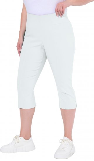 Ulla Popken Bengaline Elastic Waist Stretch Capri Pants Snow White - Дамски Дънки & Панталони в Големи Размери – Plus Size - 