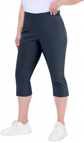 Ulla Popken Bengaline Elastic Waist Stretch Capri Pants Navy Blue - Дамски Дънки & Панталони в Големи Размери – Plus Size - 