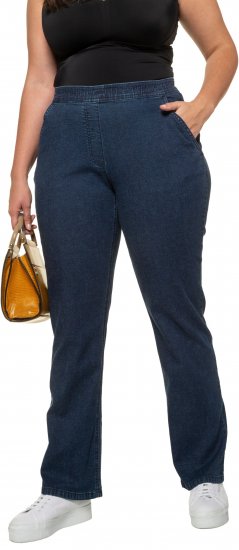 Ulla Popken Straight Leg Elastic Waist Mandy Fit Stretch Jeans Denim Blue - Дамски Дънки & Панталони в Големи Размери – Plus Size - 