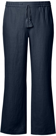 Ulla Popken Drawstring Elastic Waist Mary Fit Linen Pants Navy - Дамски Дънки & Панталони в Големи Размери – Plus Size - 