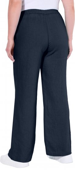 Ulla Popken Drawstring Elastic Waist Mary Fit Linen Pants Navy - Дамски Дънки & Панталони в Големи Размери – Plus Size - 