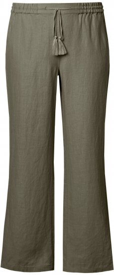 Ulla Popken Drawstring Elastic Waist Mary Fit Linen Pants Loden Green - Дамски Дънки & Панталони в Големи Размери – Plus Size - 