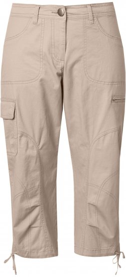Ulla Popken Stretch Cotton Cargo Crop Pants Beige - Дамски Дънки & Панталони в Големи Размери – Plus Size - 