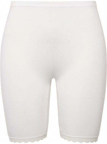Ulla Popken Lace Hem Stretch Viscose Knit Bicycle Length Lounge Shorts White - Дамски Дънки & Панталони в Големи Размери – Plus Size - 