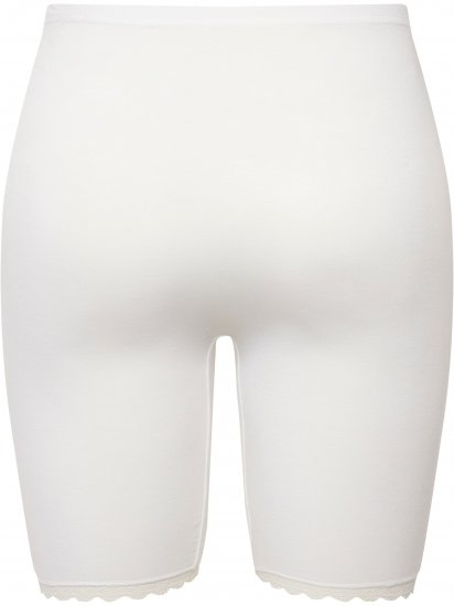 Ulla Popken Lace Hem Stretch Viscose Knit Bicycle Length Lounge Shorts White - Дамски Дънки & Панталони в Големи Размери – Plus Size - 
