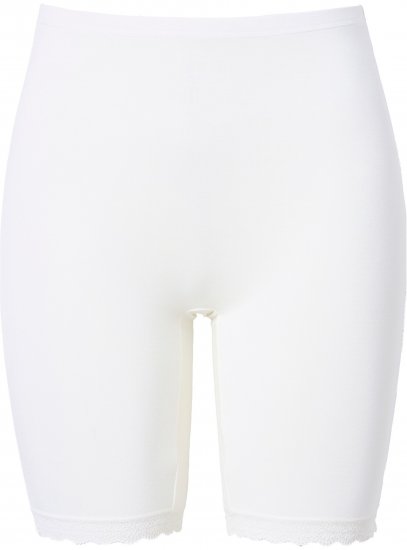 Ulla Popken Lace Hem Stretch Viscose Knit Bicycle Length Lounge Shorts White - Дамски Дънки & Панталони в Големи Размери – Plus Size - 