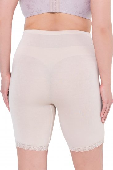 Ulla Popken Lace Hem Stretch Viscose Knit Bicycle Length Lounge Shorts Beige - Дамски Дънки & Панталони в Големи Размери – Plus Size - 