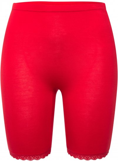 Ulla Popken Lace Hem Stretch Viscose Knit Bicycle Length Lounge Shorts Red - Дамски Дънки & Панталони в Големи Размери – Plus Size - 