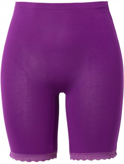 Ulla Popken Lace Hem Stretch Viscose Knit Bicycle Length Lounge Shorts Purple - Дамски Дънки & Панталони в Големи Размери – Plus Size - 