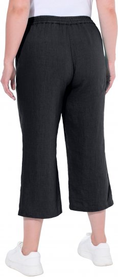 Ulla Popken Cool Linen Elastic Waist Capri Pants Black - Дамски Дънки & Панталони в Големи Размери – Plus Size - 