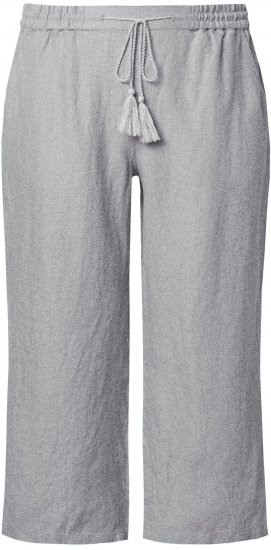 Ulla Popken Cool Linen Elastic Waist Capri Pants Light Grey Melange - Дамски Дънки & Панталони в Големи Размери – Plus Size - 