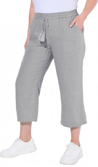 Ulla Popken Cool Linen Elastic Waist Capri Pants Light Grey Melange - Дамски Дънки & Панталони в Големи Размери – Plus Size - 