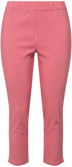 Ulla Popken Check Bengaline Slim Leg Sienna Fit Stretch Crop Pants Light Pink - Дамски Дънки & Панталони в Големи Размери – Plus Size - 