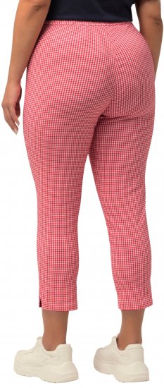 Ulla Popken Check Bengaline Slim Leg Sienna Fit Stretch Crop Pants Light Pink - Дамски Дънки & Панталони в Големи Размери – Plus Size - 
