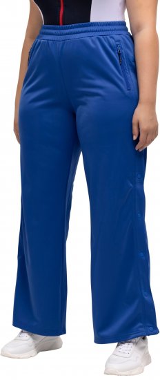Ulla Popken Snap Placket Side Seam Wide Leg Recycled Polyester Knit Joggers Blue - Дамски Дънки & Панталони в Големи Размери – Plus Size - 
