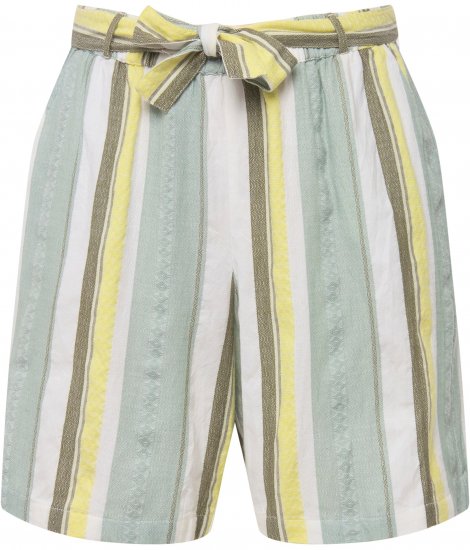 Ulla Popken Striped Wide Leg Elastic Waistband Shorts White - Дамски Дънки & Панталони в Големи Размери – Plus Size - 