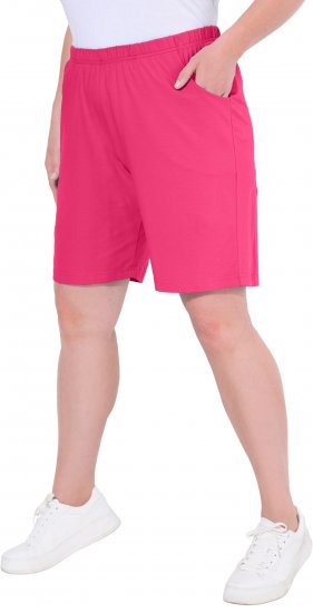 Ulla Popken Stretch Knit Bermuda Shorts Red - Дамски Дънки & Панталони в Големи Размери – Plus Size - 