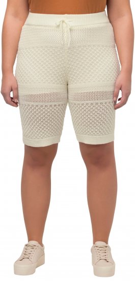 Ulla Popken Crochet Bermuda Layered Look Shorts White - Дамски Дънки & Панталони в Големи Размери – Plus Size - 