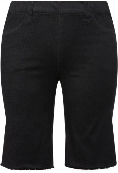 Ulla Popken Frayed Hemline Elastic Waistband Bermuda Shorts Black - Дамски Дънки & Панталони в Големи Размери – Plus Size - 