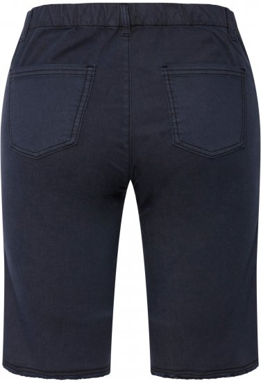 Ulla Popken Frayed Hemline Elastic Waistband Bermuda Shorts Navy - Дамски Дънки & Панталони в Големи Размери – Plus Size - 