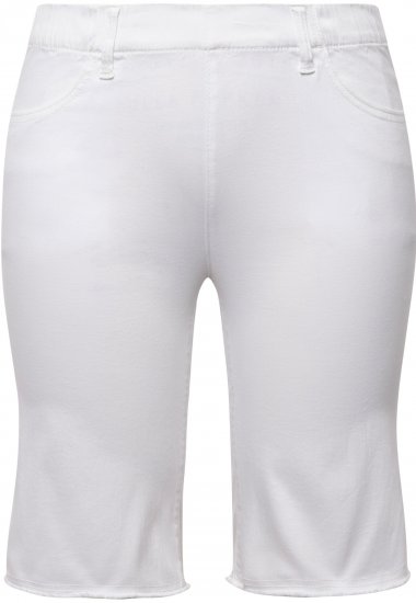 Ulla Popken Frayed Hemline Elastic Waistband Bermuda Shorts Snow White - Дамски Дънки & Панталони в Големи Размери – Plus Size - 