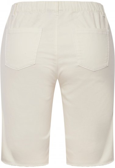 Ulla Popken Frayed Hemline Elastic Waistband Bermuda Shorts White - Дамски Дънки & Панталони в Големи Размери – Plus Size - 