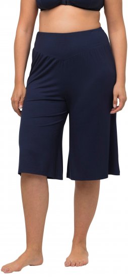 Ulla Popken Wide Leg Flared Bermuda Shorts Navy - Дамски Дънки & Панталони в Големи Размери – Plus Size - 