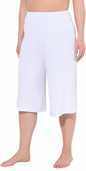 Ulla Popken Wide Leg Flared Bermuda Shorts White - Дамски Дънки & Панталони в Големи Размери – Plus Size - 