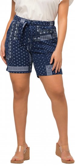 Ulla Popken Paisley Pull On Shorts Blue - Дамски Дънки & Панталони в Големи Размери – Plus Size - 