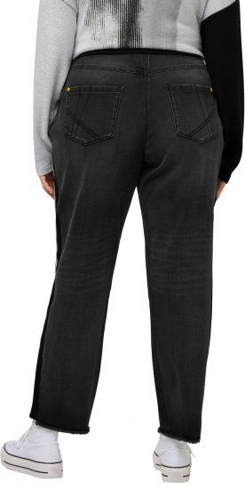 Ulla Popken Side Stripe Stretch Fit Boyfriend Jeans Black - Дамски Дънки & Панталони в Големи Размери – Plus Size - 