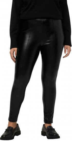 Ulla Popken Faux Leather Leggings Black - Дамски Дънки & Панталони в Големи Размери – Plus Size - 