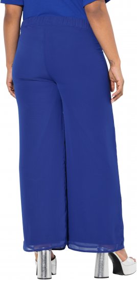 Ulla Popken Layered Chiffon Wide Leg Pants Blue - Дамски Дънки & Панталони в Големи Размери – Plus Size - 