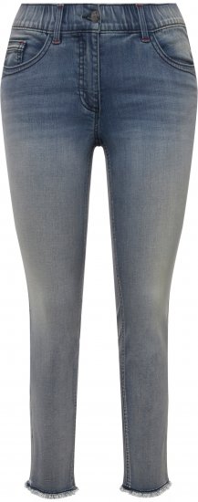 Ulla Popken Fringed Hem Stretch Fit Jeans Blue Denim - Дамски Дънки & Панталони в Големи Размери – Plus Size - 