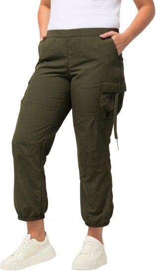 Ulla Popken Elastic Waist Cargo Pants Olives Grey - Дамски Дънки & Панталони в Големи Размери – Plus Size - 