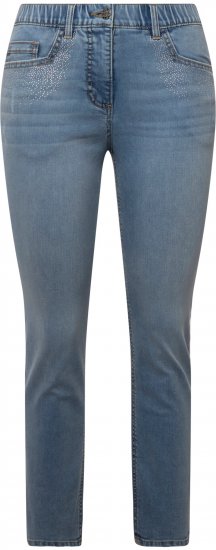 Ulla Popken Rhinestone Detail Stretch Fit Skinny Jeans Blue - Дамски Дънки & Панталони в Големи Размери – Plus Size - 