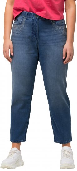 Ulla Popken Rhinestone Detail Stretch Fit Skinny Jeans Blue Denim - Дамски Дънки & Панталони в Големи Размери – Plus Size - 