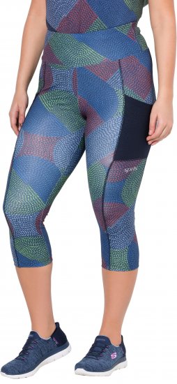 Ulla Popken Quick Dry Cropped Geometric Print Leggings Grey - Дамски Дънки & Панталони в Големи Размери – Plus Size - 