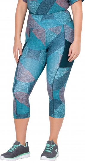 Ulla Popken Quick Dry Cropped Geometric Print Leggings Blue - Якета - 