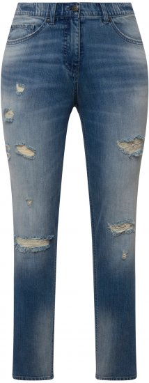 Ulla Popken Distressed Stretch Fit Sarah Jeans Blue - Дамски Дънки & Панталони в Големи Размери – Plus Size - 