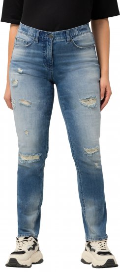 Ulla Popken Distressed Stretch Fit Sarah Jeans Blue - Дамски Дънки & Панталони в Големи Размери – Plus Size - 